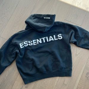 ESSENTIALS Faded black hoodie in small